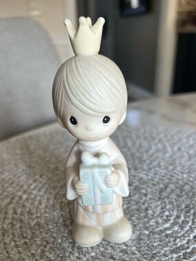 Precious Moments Cream Porcelain Figurine with Gold Crown Accent